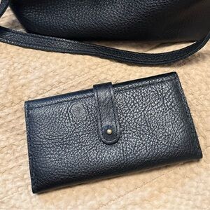 Portland Leather Trifold Wallet- Black Pebbled Leather